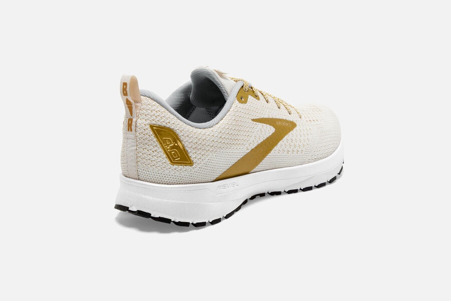 Brooks Running Shoes - Revel 4 Road Womens - White/Gold - OIM-412689